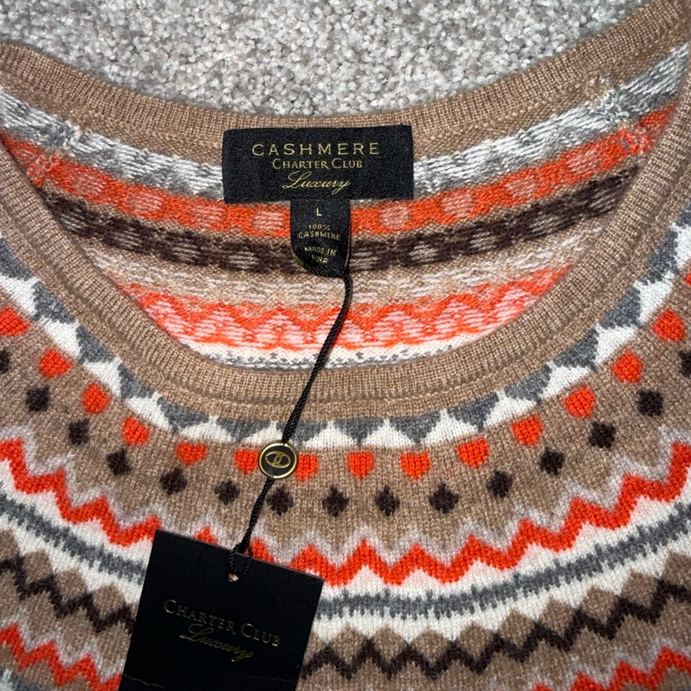 Cashmere Multicolor Patterned Sweater - Picture 3 of 3